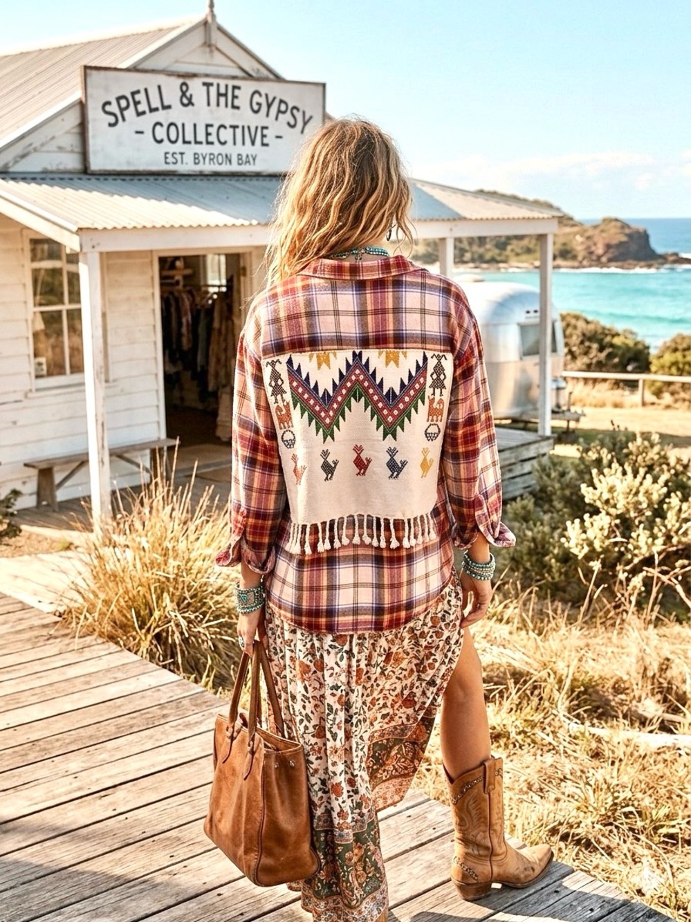 Upcycled Navajo FRINGE flannel shirt w cabin southwestern vibe